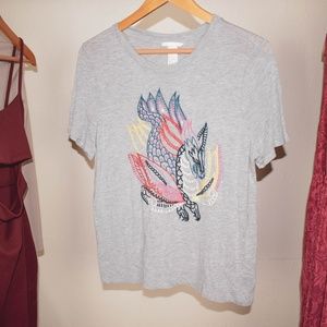 Gray Dragon Embroidered T-shirt